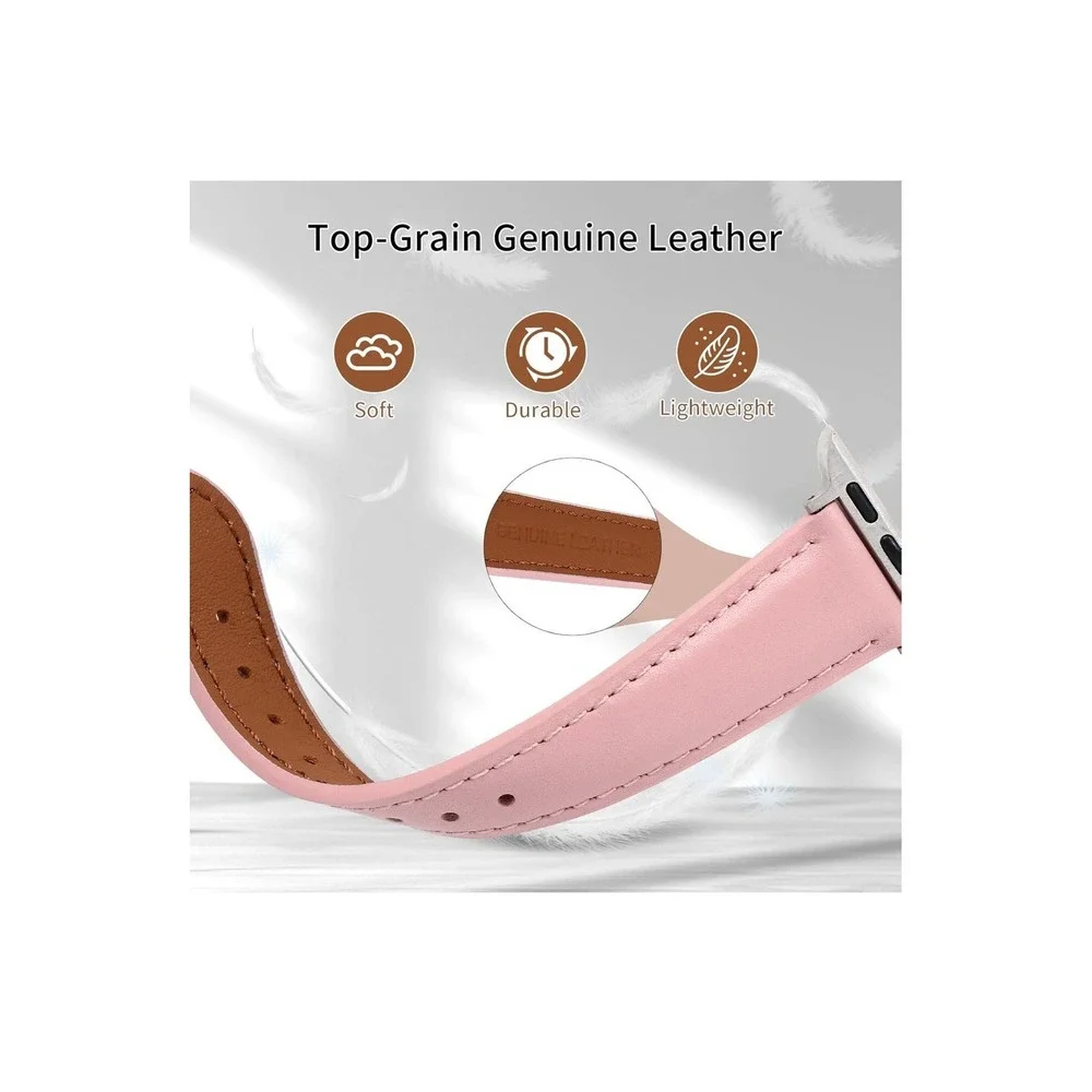 Band Compatible With‎ Apple iWatch 38mm 40mm 41mm Pink Leather New